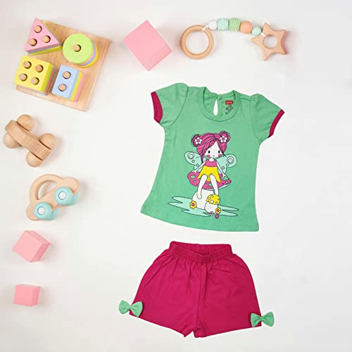 Image of LuvLap Baby Girls Regular Fit 100% Cotton Half Sleeves Girls Top CoSet Pack of 3