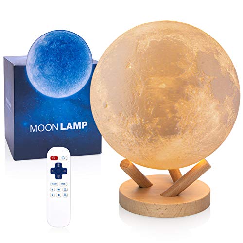 Sliding Control Moon Lamp, LOGROTATE 2021 Upgraded Version Moon Light, 18 Colors Moon Night Lamp with Unique Stand, Remote&Sliding Control, Timing, USB Rechargeable, Gifts for Kid Friend Lover, 7.1in