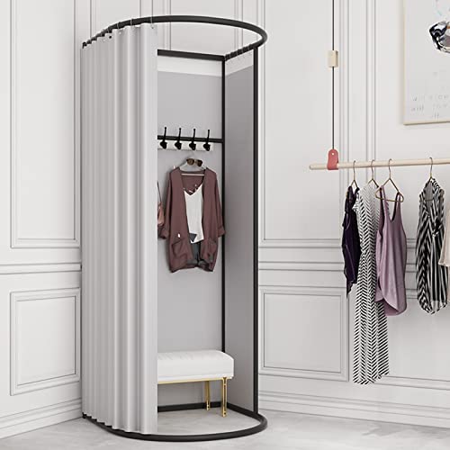 SIAMZYWV Fitting Room, Clothing Store Fitting Room Portable Mobile Dressing Room Privacy Screen Partition for Shopping Malls Save Space (Color : Silver Grey)