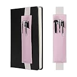 2-Pack Leather Adjustable Elastic Band Pen Holder, Pencil Holder, Pen Sleeve Pouch, Pen Case for Hardcover Notebooks, Journals, Planners, Suitable for Heights from 8' to 11.5'(Pink)