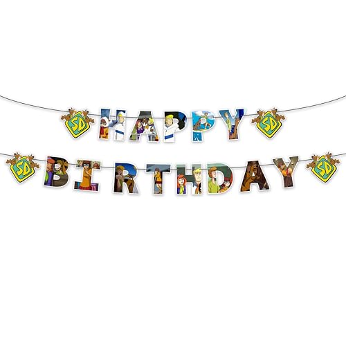 Scoby-Do Happy Birthday Banner Decoration Cartoon-Themed Party Garland Featuring Scooby in Bright Colors Fun Supplies for Birthdays Celebrations & Fan-Themed Events