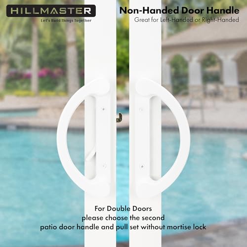 Hillmaster Sliding Glass Door Handle With Mortise Lock And Key Cylinder,Patio Door Lock With Key Replacement Patio Door Handle Set Sliding Door Lock Fits 3-15/16 Inch Screw Hole Spacing,Reversible Design thumb #4