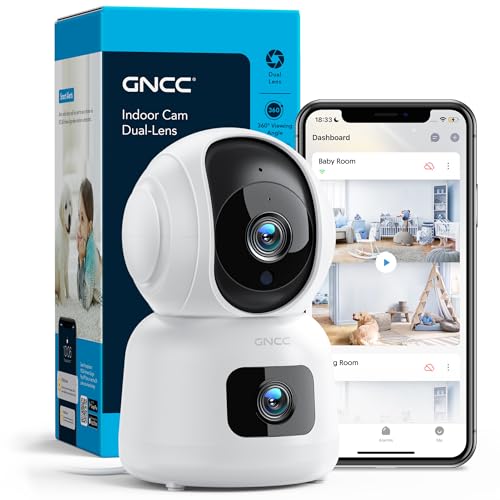 GNCC &Uuml;berwachungskamera Innen, Babyphone mit Kamera, 360&deg;Hundekamera mit APP 2-Wege-Audio, 1080p-HD-Video, WLAN Kamera, Nachtsicht, Bewegungserkennung & Ger&auml;uscherkennung, f&uuml;r Babys/Haustiere, 2,4GHz