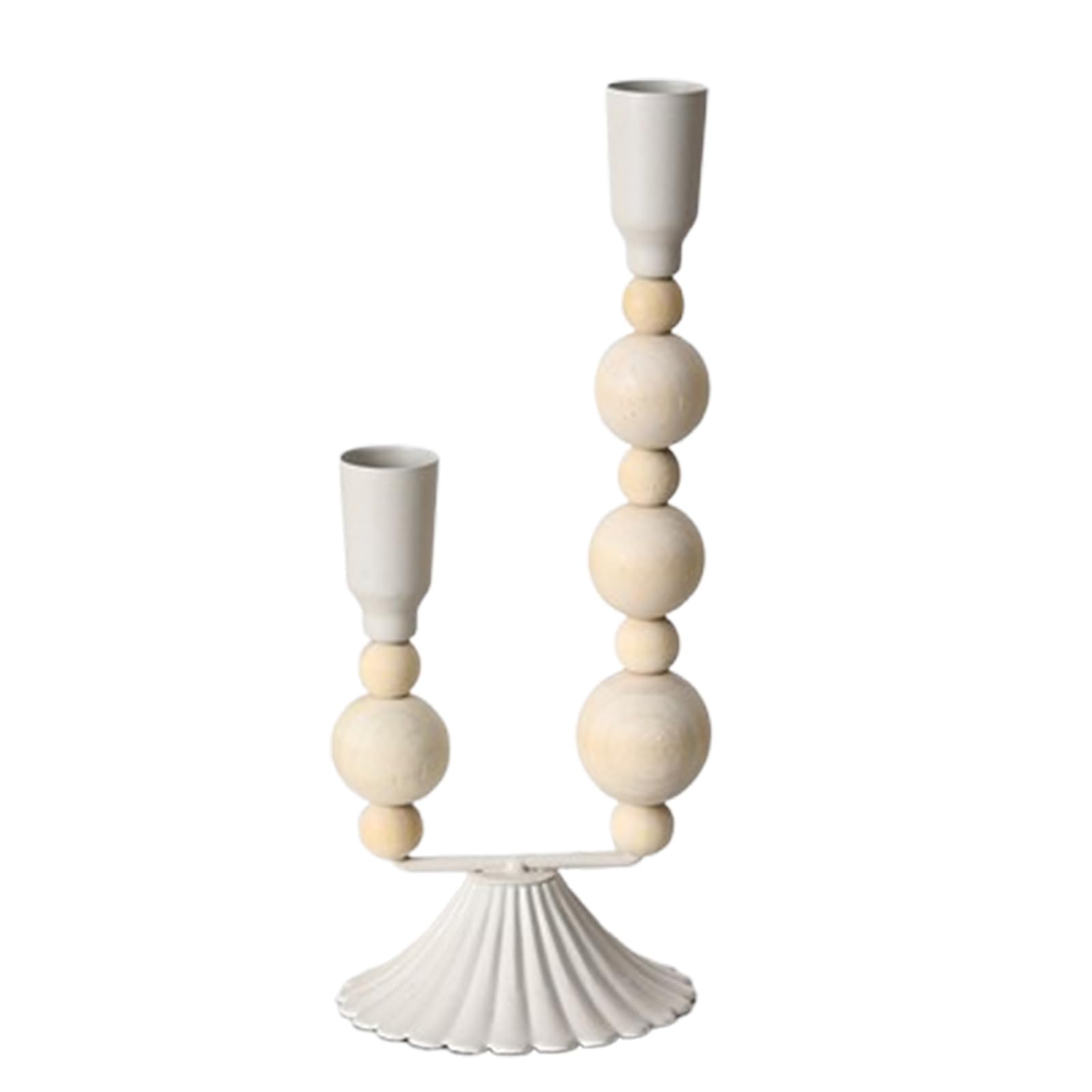 Nucelit Wooden Beads Taper Holder Metal Candlestick Table Centerpieces Stand for Weddings Party Decoration Table Centerpieces Candlestick