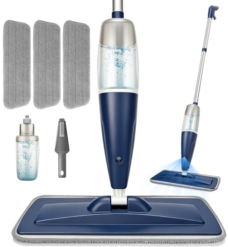 Image of CLDREAM Microfiber Spray Mop for Hardwood Tile Floors Dust Cleaning | 3 Microfiber Washable Pads| 23.6oz Refillable Bottle|Dry Wet Use Mops with Sprayer for Home Kitchen Tile Wood Vinyl Laminate