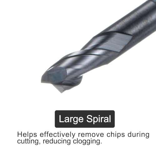 Image of uxcell Carbide Square End Mill, 1 /8 inch Diameter AlTiN Coated 2 Flutes Milling Bit Cutter, for Aluminum Copper Non-Ferrous Metal, 1 /8 inch Shank 5 /16 inch Cut Length 2 inch Long