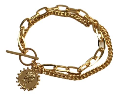 Destiny Jewels Gold Plated Double Layer With Drope Coin with Face Decor Bracelet For Women & Girls (B0B2JYLB6J) Amazon Price History, Amazon Price Tracker