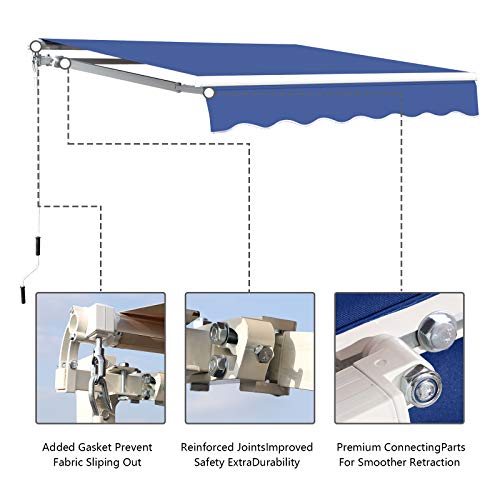 Vuyuyu 9.8'X8.2' Patio Awning Retractable Awning Cover Sunshade Shelter Outdoor Canopy With Crank Handle And Water-Resistant Polyester For Courtyard thumb #3