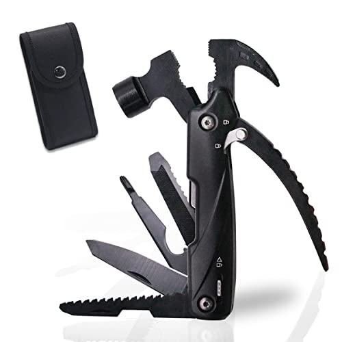 huahuo 12 in 1 multifunctional Hammer, Tragbarer Werkzeughammer aus Edelstahl Survival Gear Geschenke für Männer für Camping Reisen Wandern Überleben im Freien Cover