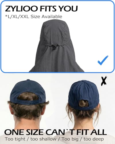 Image of Zylioo XXL Sun Hat for Big Heads, Neck Flap Fishing Cap | Roomier Outdoor Fit-Rear drape and soft crown give fuller head shapes cooler coverage on bright days.