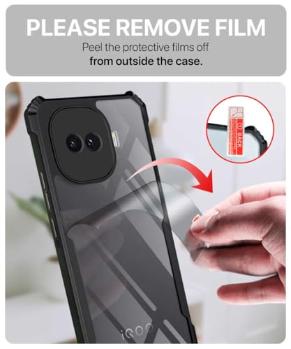 Image of BASECASE Shock Proof Crystal Clear Back Case Mobile Cover for iQOO 15R 5G (Hard | Hybrid PC + TPU | Full Armour Device & Camera Protection | Jet Black)