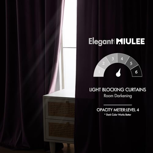 Image of MIULEE Lavender Velvet Curtains 52x108 inches Luxury Blackout Curtains | Thermal Insulated, Super Soft Window Drapes for Bedroom Living Room, Rod Pocket & Back Tab, Light Purple