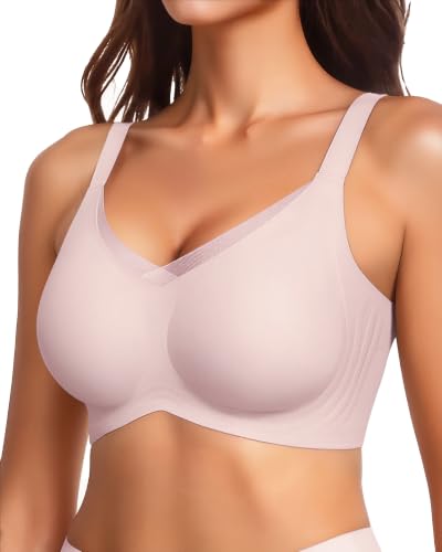 Image of VRVOCIE Wireless Bras for Women No Underwire Crossover V Mesh Seamless Supportive Bralettes Full Coverage Everyday Bra