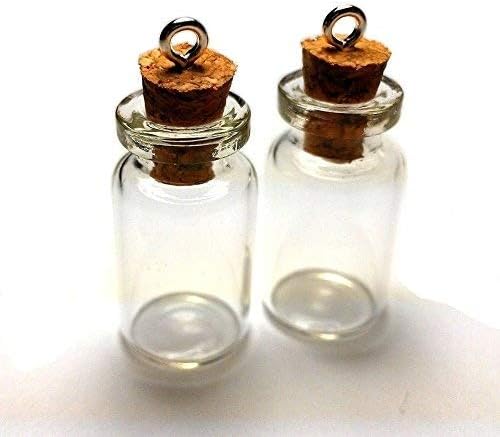Moxx 10 Small Glass Cork Bottles Charm 