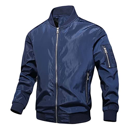 Genérico Cazadora Bomber Hombre, Chaqueta De Hombre, Estilo Minimalista con Cremallera Y Bolsillos Funcionales Chaqueta Cazadora para Oficina O Reuniones Sociales con Bolsillos con Cremallera