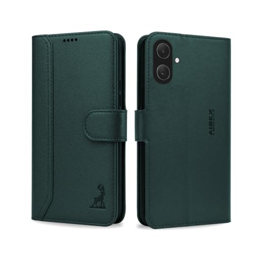 Image of AIBEX Compatible for Samsung A07 5G / Samsung F70E 5G Flip Cover Leather Finish | Inside TPU with Card Pockets | Wallet Stand | Complete Protection Flip Case Green