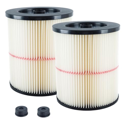 2 Packs of 17816 Filter Compatible with Craftsman Shop Vac Wet/Dry 5/6/8/12/16/32 Gallon and Larger Vacuum Cleaner, 9-17816 Red Stripe Vacuum Cartridge Filters