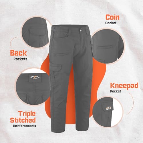 Mens Tactical Pants Elasticated Waist Lightweight Work Pants for Men Construction Relaxed Fit Cargo Pants3