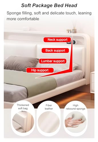 Estrutura De Cama Queen Preta, Estrutura De Cama Tamanho Completo Com Lâmpada De Indução, Estrutura