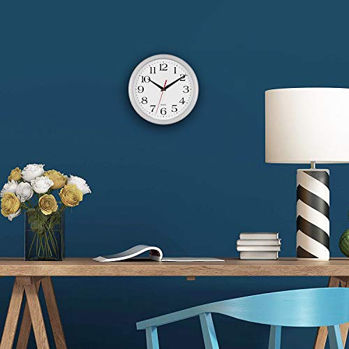Bernhard Products White Wall Clocks 10 Inch, Set of 2 Silent Non Ticking Quality Quartz Battery Operated Round Easy to Read Home/Office/Kitchen/School Classroom Clock - Image 2