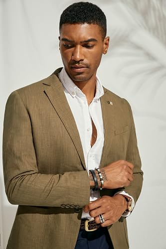 Image of PJ PAUL JONES Mens Casual Blazer Lightweight Linen Sport Coat 2 Button Unlined Suit Jackets