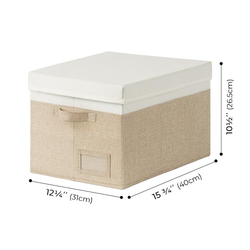 Image of GRANNY SAYS Storage Bins with Lids, Storage Baskets for Linen Closet Shelves, Decorative Storage Boxes, Clothes Storage and Organization for Organizing, 3-Pack, Large, Khaki&Ivory