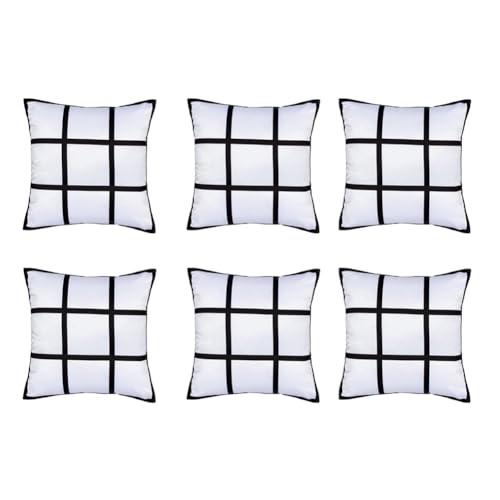 Remingtape 6 fundas de cojín de sublimación en blanco para manualidades, poliéster, 9 fotos, impresión de calor, funda de almohada, S