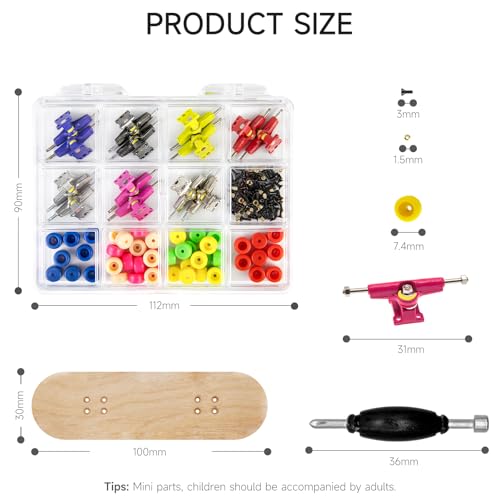 DisplayMore Premium Wooden Fingerboard Deck - Includes Prolific Foam Tape & Multicolour Wheels, The Classic - 30mm x 100mm - Pre-Drilled Holes Size (164PCS Finger Skateboard DIY Set)