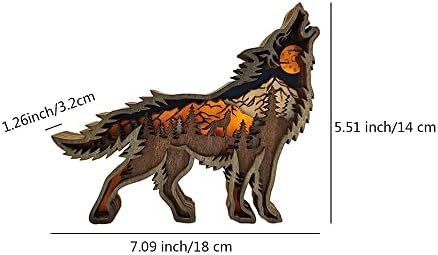 NA Wood Carving Wolf Ornament Howling Wolf Statue Wolf Gift for Living Room Decorative Home Accessories Desk Decoration