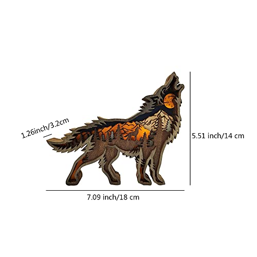NA Wood Carving Wolf Ornament Howling Wolf Statue Wolf Gift for Living Room Decorative Home Accessories Desk Decoration - Image 2