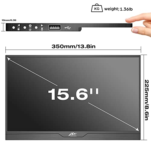 Tragbarer Monitor Touchscreen,Kenowa 15.6 zoll HDR Portable monitor IPS Bildschirm FHD 1080p Externer Monitor mit HDMI USB Typ-C für Raspberry pi/Computer/Laptop/Mac/PS3/PS4/Xbox/Switch – Bild 5