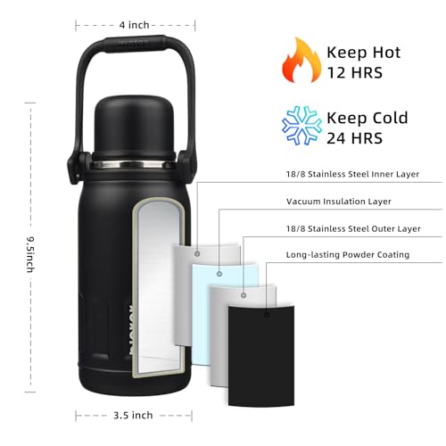 Image of BJPKPK Stainless Steel Insulated Bottle with Handle & Strap, 27oz