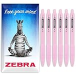 Zebra Z-Grip Smooth Ballpoint Pen - 1.0mm - Black Ink - Pack of 6 - In Cardboard Gift Box Packaging (Pastel Pink)