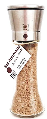Sal ahumada de Sierra Nevada 200g Molinillo de cristal y acero inoxidable, regulable.