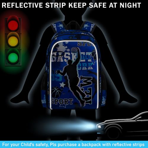 gxtvo 3PCS Boys Basketball Backpack, 17" Kids Bookbag with Lunch Box, Water Resistant Middle Elementary Preschool School Bag2