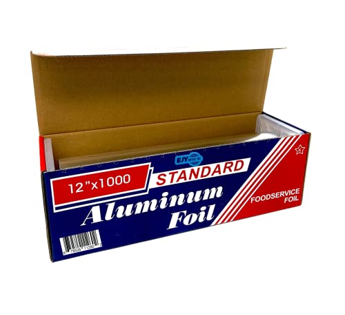 Ejy Import Standard Premium Aluminum Foil | 12”X1000 Feet Long | Industrial Size And Strength | Commercial Grade & Length Foil Wrap For Food Service Industry & Home Use| Strong Silver Foil (1 Pack) #TOP4