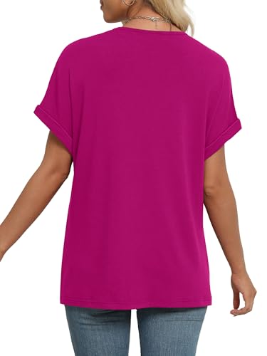 Image of WIHOLL Womens Summer Tops Short Dolman Sleeve Shirts 2026 Fashion V Neck Outfits Clothes