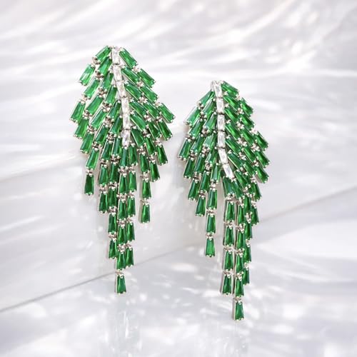 Image of Rubans Long Dangler Earrings Crystal & American Diamond Zirconia Jewellery Gift for Women & Girls