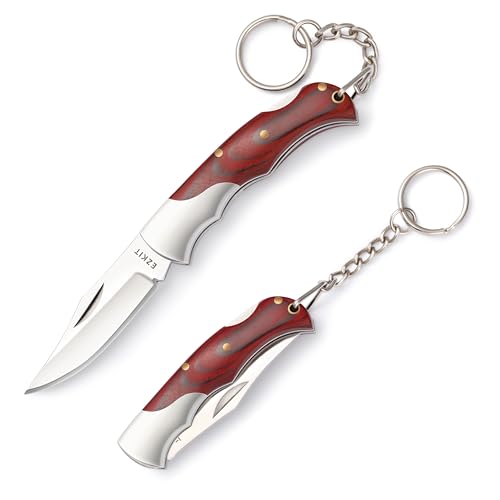 Image of Folding Pocket Knife with Back lock, 2in Stainless Blade and Rosewood Handle, 4.8in Total Length, Compact EDC Gear