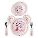 The First Years Disney Minnie Mouse Kids Dinnerware Set - Includes Toddler Plate, Bowl, Fork, and Spoon - Baby Led Weaning Supplies - 4 Count- Ages 9 Months and Up