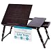 Sofia + Sam Bamboo Laptop Lap Tray with Adjustable Legs | Foldable Breakfast Serving Bed Tray | Lap Desk with Tilting Top and Side Drawer | Laptop Stand | Walnut