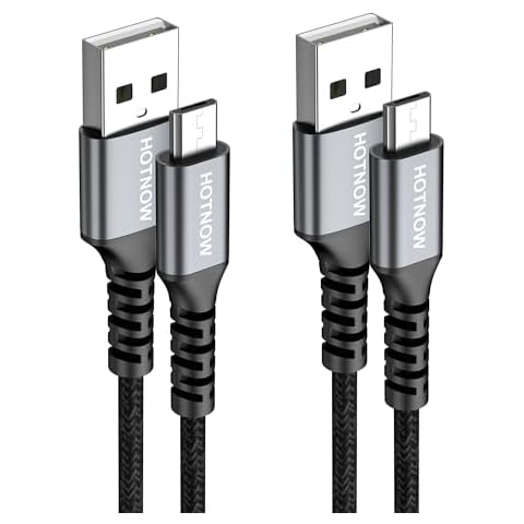 HOTNOW Micro USB Cable 3ft 2Pack, Android Charger Cable USB2.0 Data sync and Fast Charging Nylon Braided Cord for Samsung Galaxy S6 S7, HTC, LG, Sony, PS4, MP3, Tablet and More Micro Devices Cover