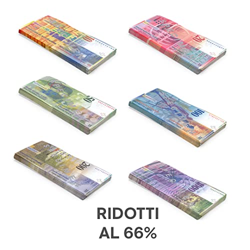 Scratch Cash Mini Bundle Schweizer Franken Achte Serie Geld zum Spielen – 6 Bündel 25 x 10, 20, 50, 100, 200 und 1000 (66% reduzierte Größe)