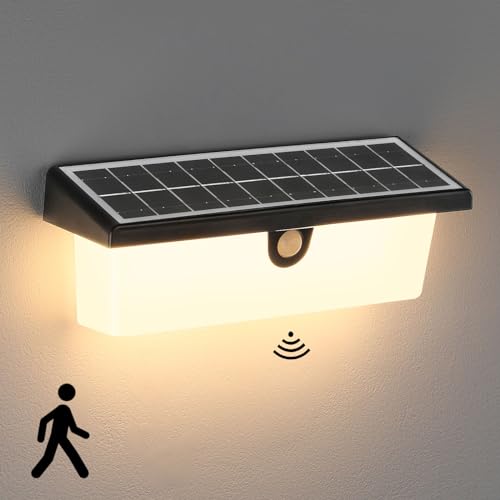 Lightsjoy Solarlampen für Außen mit Bewegungsmelder,Solar LED Wandleuchte Aussen IPX4 Wasserdicht Außenleuchte Wand Außenlampe Warmweiss Außenbeleuchtung für Außenbreich für Wand Post Pathway Garten