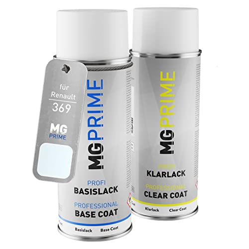 MG PRIME Peinture voiture Bombes aérosols pour Renault 369 Blanc Glacier/Arktis-Weiss Peinture de base vernis clair aérosol 400ml