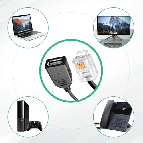Adaptador RJ11 a USB hembra 6p4c cable para comunicacion telefonica y fax 6