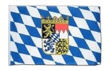 Einfach gesäumt Deutschland Bayern mit Wappen Flagge, bayerische Fahne 30 x 45 cm, MaxFlags®