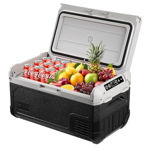 Tecnolove 12V Car Refrigerator,21QT Portable Fridge Freezer with Blow Expansion Evaporator,-4℉~68℉ 12/24V DC & 120-240V AC Freezer Cooler for Truck RV SUV Camping Travel,Reversible Door