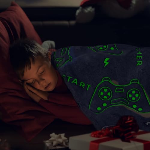 Image of Gamer Gifts for Teens Gaming Blanket, Birthday Graduation Gifts for Boys Boyfriend, Kids Glow in The Dark Blanket Soft, Video Game Room Decor 40 inchx60 inch