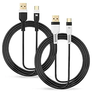 NiTHO PS5 DUAL CHARGE & PLAY CABLE, USB A to USB-C Charger Cable Power Cord Compatible PS5/Playstation 5, Xbox Series X/S, Switch Pro Controller White Black
